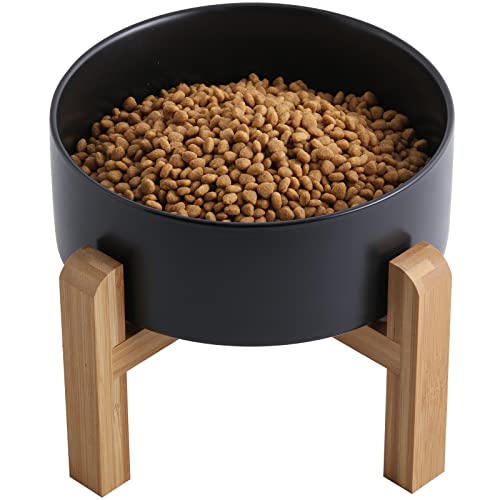 Addogyy Erhöhter Futternapf, Keramik, mit Holzständer, für mittelgroße und große Rassen, schweres Gewicht, rutschfest, modern, niedlich, Porzellan, Größe XL, Schwarz Addogyy Erhöhter Futternapf, Keramik, mit Holzständer, für mittelgroße und große Rassen, schweres Gewicht, rutschfest, modern, niedlich, Porzellan, Größe XL, Schwarz von Addogyy