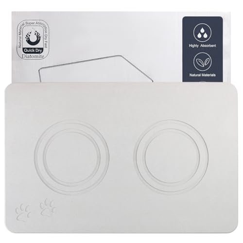 Addogyy Home Hund Katze Napf Steinmatte - Natürlicher Kieselstein Haustier Futternapf-Matte Haustier Futternapf Matte Moderne und Stilvolle Haustier Futterstation - Rutschfeste, schnell trocknende von Addogyy