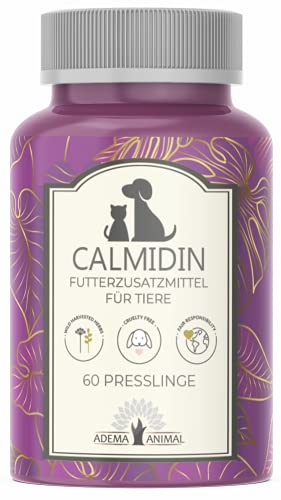 Adema Animal® - Calmidin Nahrungsergänzungsmittel zur Beruhigung für Tiere - Hochdosierte Baldrian Kapseln gegen Angst / innere Unruhe und Stress - Relax Kapsel für Hund und Katze - 60 Stk Presslinge von Adema Animal