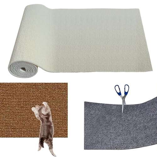 Self-Adhesive Scratching Mat for Cat Wall, DIY Trimmable Self-Adhesive Scratching Mat for Cat Wall, Cat Carpet for Scratching Post, Cat Scratching Mat for Cat Wall (L,Gery) von Adius