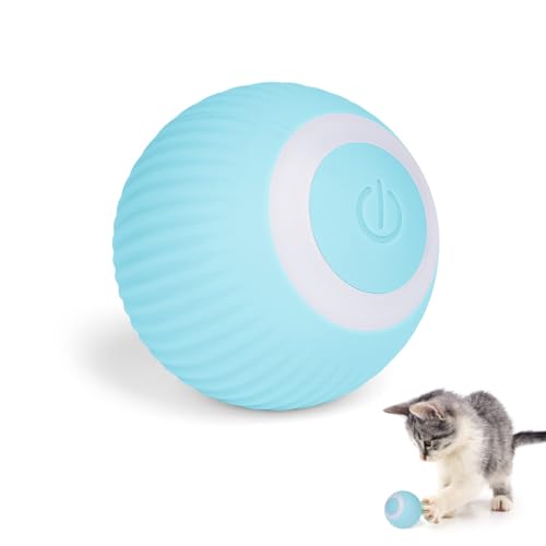 Adiwo Interaktives Katzenspielzeug Ball, Katzenspielzeug Elektrisch Katzenball, USB Rechargeable Elektrisch Katzenball mit LED Licht, Haustier Unterhaltungskugeln für Kätzchen (Blau) von Adiwo