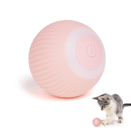 Adiwo Interaktives Katzenspielzeug Ball, Katzenspielzeug Elektrisch Katzenball, USB Rechargeable Elektrisch Katzenball mit LED Licht, Haustier Unterhaltungskugeln für Kätzchen (Rosa) von Adiwo