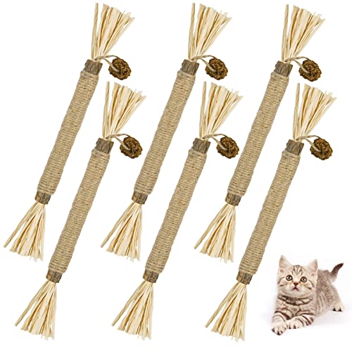 Adiwo Katzenminze Sticks,6 Stück Matatabi Katzensticks Katzenminzen Spielzeug Matatabi Stick Katzen Sticks Katzenminze Zähne Reinigung Dental Katzenspielzeug für Katzen Zahnpflege Natürlich Sicher von Adiwo