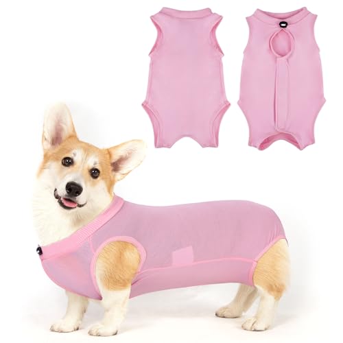 Adiwo Pet Recovery Suit, Hundebody Nach Op Kastration Wundschutzanzüge für Hunde, Body Suit nach der Operation Hund Haustier Chirurgenanzug für Hunde, für Klein und mittelgroße Hunde，Kurz-L (4–7 kg) von Adiwo