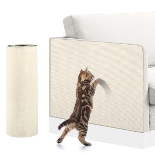 Adiwo Selbstklebend Kratzteppich Katze Wand, 40*200cm Kratzbrett Katzen DIY Kletterkatzenkratzer Kratzmatte Kratzbretter Katze Wand Katzenkratzbretter für Katzenbaum Regal Katzenwand usw Cremefarben von Adiwo
