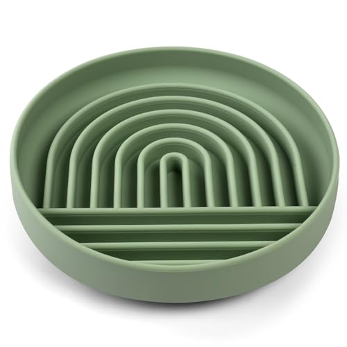 Adiwo Slow Feeder Dog Bowls,Silicone Durable Dog Slow Feeder Bowl with Suction Cups Non-Slip Dish Washer Safe Puzzle Bowl for Dry Wet Food Slow Feeding Slow Down Pet Eating Speed for Dogs Cats Green von Adiwo