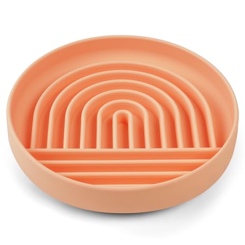 Adiwo Slow Feeder Dog Bowls,Silicone Durable Dog Slow Feeder Bowl with Suction Cups Non-Slip Dish Washer Safe Puzzle Bowl for Dry Wet Food Slow Feeding Slow Down Pet Eating Speed for Dogs Cats Pink von Adiwo