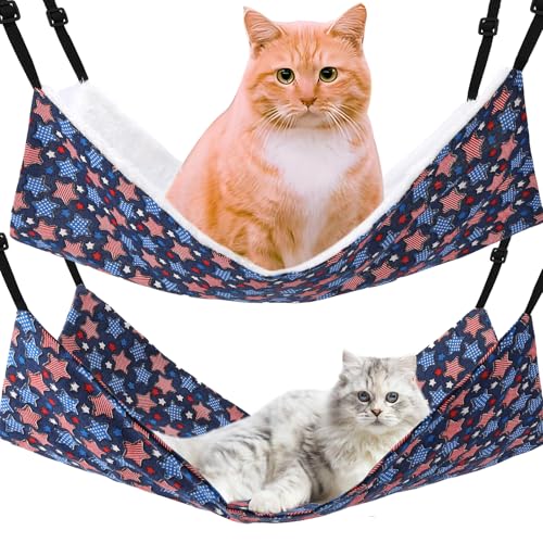 Katzen-Hängematte zum Aufhängen, wendbar, 2 Stück, Haustier-Hängematte, Bett, verstellbar, weiche Schlafhängematte für Katzen, Frettchen, Welpen, Kaninchen, Kleintiere, Stern (L, Sterne) von Admaison