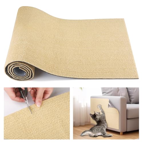 Selbstklebend Kratzmatte Katze, 30x100cm Kratzmatte Selbstklebend, DIY Kratzteppich Katzenkratzer Kleber Möbelschutz für Sofa Wand Katzen, Khaki von Admygo