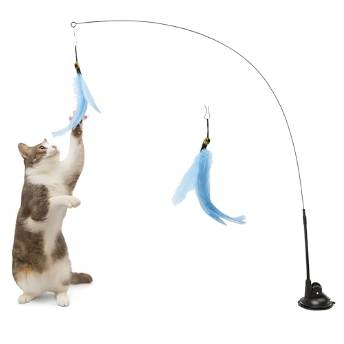 AdoPet Katzenfeder-Teaser-Spielzeug mit Saugnapf-Basis - Interaktiver Zauberstab mit Glocke für unabhängiges Spielen, Übung und Unterhaltung für Indoor-Katzen und Kätzchen AdoPet Katzenfeder-Teaser-Spielzeug mit Saugnapf-Basis - Interaktiver Zauberstab mit Glocke für unabhängiges Spielen, Übung und Unterhaltung für Indoor-Katzen und Kätzchen von AdoPet