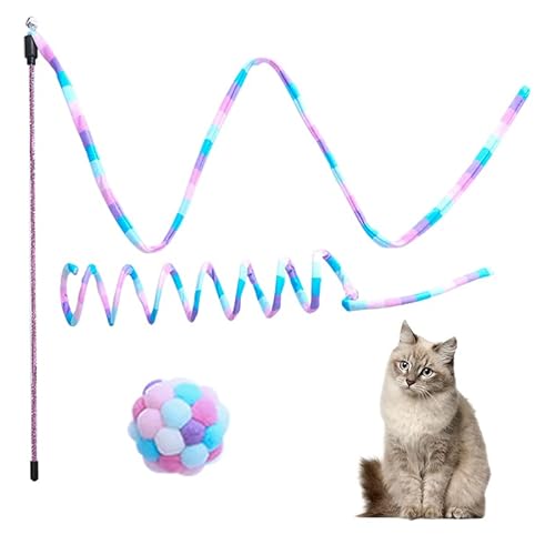 Adoglus Katzenspielzeug für Indoor-Katzen, Regenbogenstab, Spielzeug, Katzen, flauschige Bälle mit Glocke, interaktives Katzenspielzeug, Katzenfeder für Kätzchen, Welpenjagd-Übung, 3 Stück Adoglus Katzenspielzeug für Indoor-Katzen, Regenbogenstab, Spielzeug, Katzen, flauschige Bälle mit Glocke, interaktives Katzenspielzeug, Katzenfeder für Kätzchen, Welpenjagd-Übung, 3 Stück von AdogluS