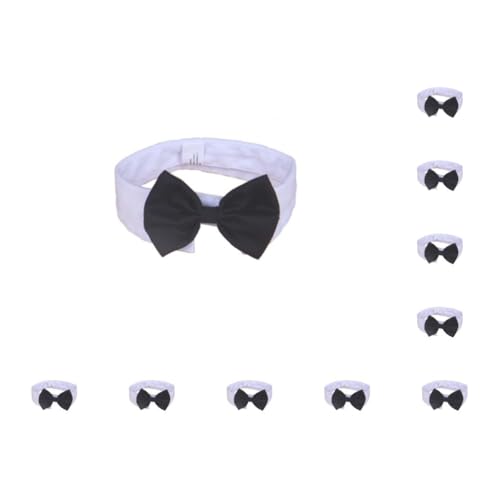 10 Set Haustier Fliege Halsband Hund Katze Welpen Bowknot Krawatte Baumwolle Einstellbare Hals Krawatte - L - Schwarz + Weiß von Adoorniequea
