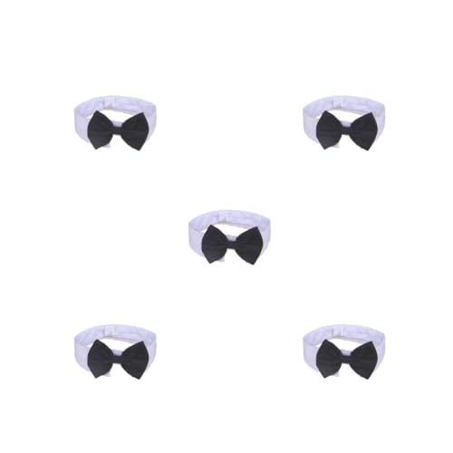 5 Set Haustier Fliege Halsband Hund Katze Welpen Bowknot Krawatte Baumwolle Einstellbare Hals Krawatte - L - Schwarz + Weiß von Adoorniequea