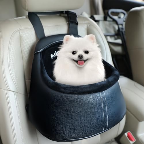Hunde Autositze für kleine Hunde, Luxus PU Leder Booster Sitz für Hunde, Kleiner Autositz, Kann als Hundetragetasche verwendet werden von Adorepaw