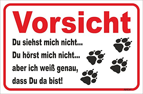 AdriLeo Schild - Vorsicht Hund Hunde Tatzen Pfoten Du siehst Mich Nicht (15x20cm) von AdriLeo