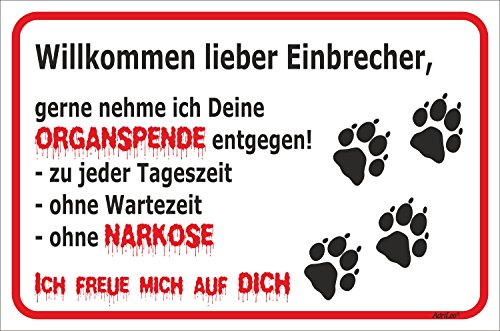 AdriLeo Schild - Vorsicht Hund Hunde Tatzen Pfoten Einbrecher (15x20cm) von AdriLeo