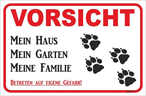 AdriLeo Schild - Vorsicht Hund Hunde Tatzen Pfoten Mein Haus (30x40cm) von AdriLeo