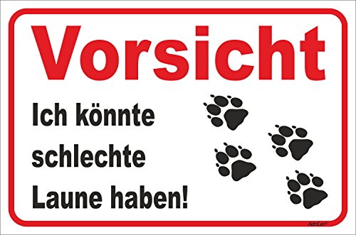 AdriLeo Schild - Vorsicht Hund Hunde Tatzen Pfoten Schlechte Laune (15x20cm) von AdriLeo