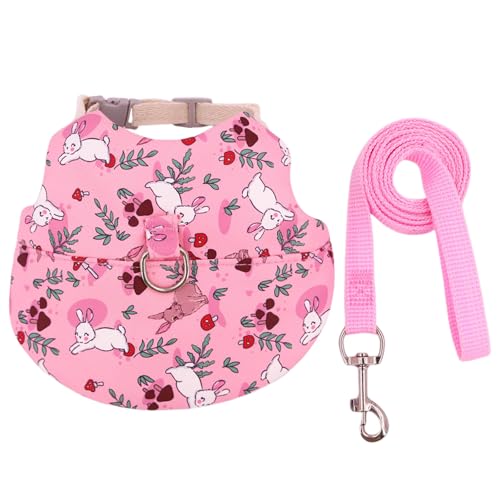Adrosstoller Hundegeschirr für kleine Haustiere, Leine für Kaninchen, Blumenmuster, Kleintiergeschirr, Weste für Outdoor-Aktivitäten, Spazierengehen, Training, Anzug von Adrosstoller