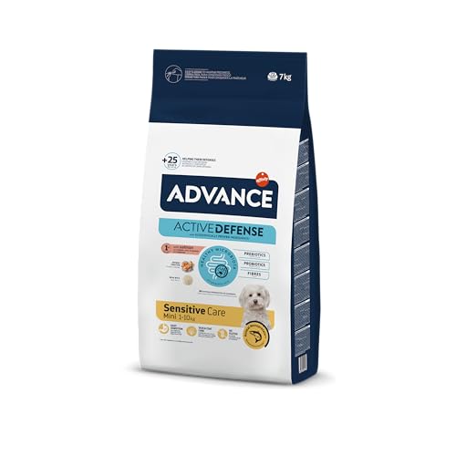 Advance Mini Sensitive Salmon – Trockenfutter für Hunde Kleiner Rassen mit Verdauungsempfindlichkeit gegenüber Lachs, 7 kg von Advance