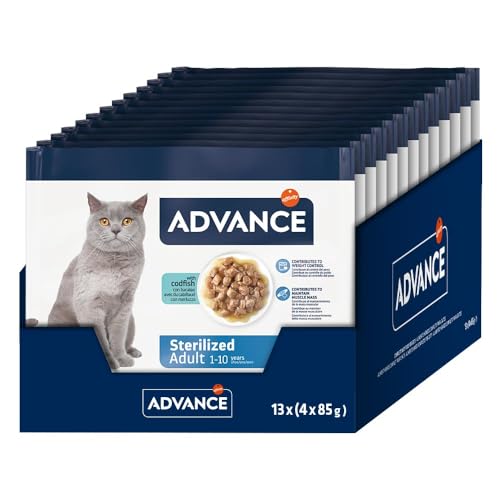 Advance Nassfutter für ausgewachsene Katzen, sterilisiert, mit Kabeljau, 13 Flowpacks à 4 x 85 g Advance Nassfutter für ausgewachsene Katzen, sterilisiert, mit Kabeljau, 13 Flowpacks à 4 x 85 g von Advance