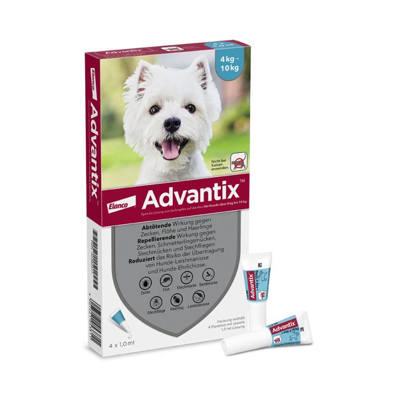 Advantix® 100 Spot-on für Hunde, von 4 bis 10 kg - 4 Pipetten x 1,0 ml von Advantix