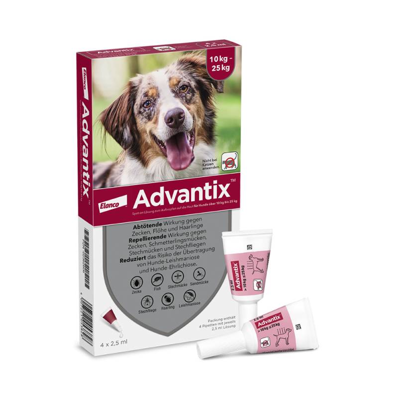 Advantix® 250 Spot-on für Hunde, von 10 bis 25 kg - Sparpaket: 2 x 4 Pipetten x 2,5 ml von Advantix