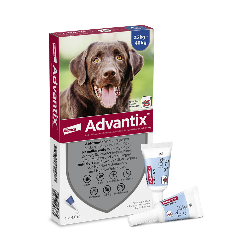 Advantix® 400 Spot-on für Hunde, von 25 bis 40 kg - 4 Pipetten x 4,0 ml von Advantix