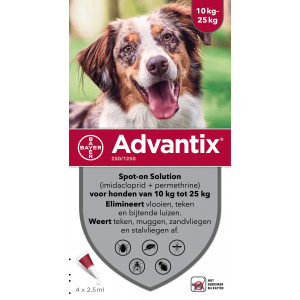 Advantix 250/1250 für Hunde von 10 bis 25 kg 2 x 4 Pipetten Advantix 250/1250 für Hunde von 10 bis 25 kg 2 x 4 Pipetten von Advantix