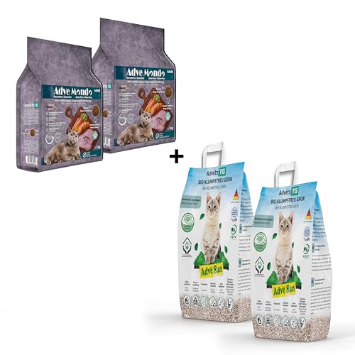 Adve® MIAU-Box MIAU-Box 2: 2 x Adve® Mondo Adult Cat (2 x 1kg) + 2 x Adve® San (2 x 4,3kg) von Adve