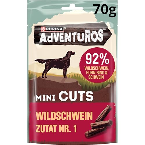 PURINA Adventuros Hundeleckerlis Mini Cuts mit Wildschwein Beutel, 7er Pack (7 x 70 g) von Purina Cat Chow