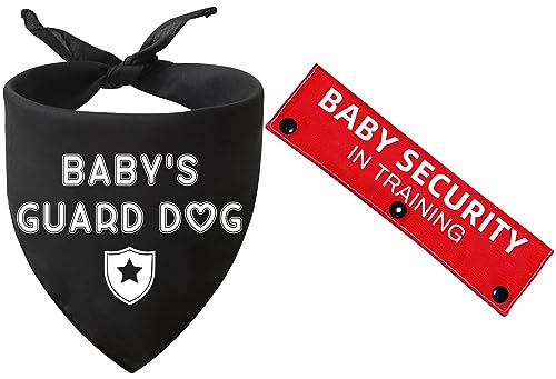 Advivio 2 Stück Schwarz Baby's Guard Hund Hund Schal Bandana mit rotem Baby Sicherheit in Training Hundeleine Wrap, Haustier Geburtstagsgeschenk und Hundeliebhaber Besitzer von Advivio