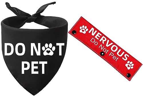 Advivio Hundeschal mit Aufschrift "Do Not Pet", 2 Stück, Schwarz mit rotem Nervös und Hundeleine, Geburtstagsgeschenk und Hundebesitzer von Advivio