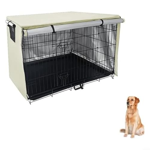 Advokingtap Hundekäfig-Abdeckung, winddicht, mit Netzfenster und zwei Eingangstüren zum Schutz im Freien (109 x 74 x 76 cm) von Advokingtap