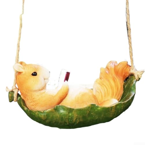 Einzigartiges Garten-Eichhörnchen-Ornament auf Schaukel zur Verbesserung der Kreativität im Freien von Advokingtap