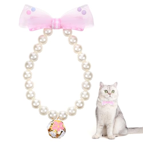 Hundehalsband für Hunde und Katzen, mit Perlen, Perlen-Halsband für kleine und mittelgroße rosa Schleife, Perlenkette für Hunde, Katzen, Welpen, Zubehör, Party, Hochzeit, Geburtstagsgeschenke Hundehalsband für Hunde und Katzen, mit Perlen, Perlen-Halsband für kleine und mittelgroße rosa Schleife, Perlenkette für Hunde, Katzen, Welpen, Zubehör, Party, Hochzeit, Geburtstagsgeschenke von Aeaocvo
