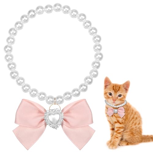 Süßes Katzenhalsband für Mädchen, Katzen, Perlen-Katzenhalsband mit rosa Schleife in mittelgroßer Hundeperle, Halsband für Haustiere, Hochzeit, Party, rosa Katzenhalsband für Welpen, Kätzchen Süßes Katzenhalsband für Mädchen, Katzen, Perlen-Katzenhalsband mit rosa Schleife in mittelgroßer Hundeperle, Halsband für Haustiere, Hochzeit, Party, rosa Katzenhalsband für Welpen, Kätzchen von Aeaocvo