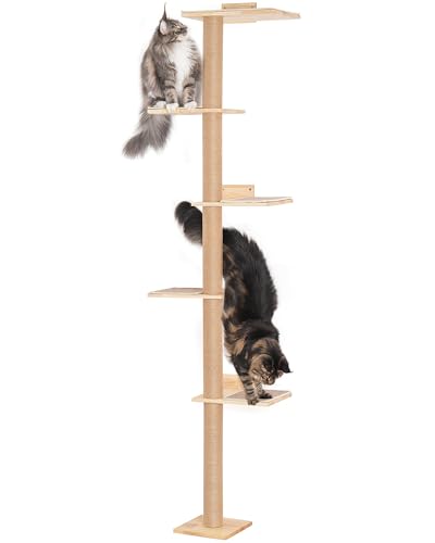 Katzenbaum zum Aufhängen an der Wand, hoher Kletterturm für große Katzen mit 5 Anti-Rutsch-Matten für Katzentreppen, 5-stöckige Katzen-Wandregale mit Kratzstämmen und großer Sitzstange zum Ausruhen Katzenbaum zum Aufhängen an der Wand, hoher Kletterturm für große Katzen mit 5 Anti-Rutsch-Matten für Katzentreppen, 5-stöckige Katzen-Wandregale mit Kratzstämmen und großer Sitzstange zum Ausruhen von Aechonow