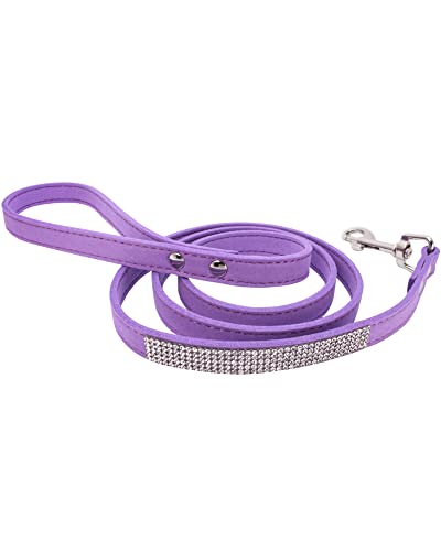 Hundehalsband für kleine Hunde, verstellbares Leder, Wildleder, glitzernd, Hundehalsband, Katzenhalsband, Strass-Hundehalsband (Einheitsgröße, lila2) von Aecllcea