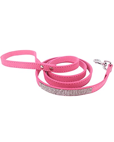 Hundehalsband für kleine Hunde, verstellbares Leder-Wildleder-Hundehalsband, glitzernd, rosa Hundehalsband, Katzenhalsband, Strass-Hundehalsband (Einheitsgröße, Rosa 2) von Aecllcea