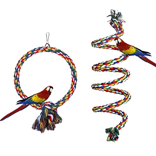 Aedcbaide Vogelspielzeug für Papageien 2 Stück, Vogel Papagei Spielzeug Sittiche Hängespielzeug Glöckchen Swing 150 cm und 17,8 cm Durchmesser Vogelschaukel für Wellensittiche, Nymphensittiche Aedcbaide Vogelspielzeug für Papageien 2 Stück, Vogel Papagei Spielzeug Sittiche Hängespielzeug Glöckchen Swing 150 cm und 17,8 cm Durchmesser Vogelschaukel für Wellensittiche, Nymphensittiche von Aedcbaide
