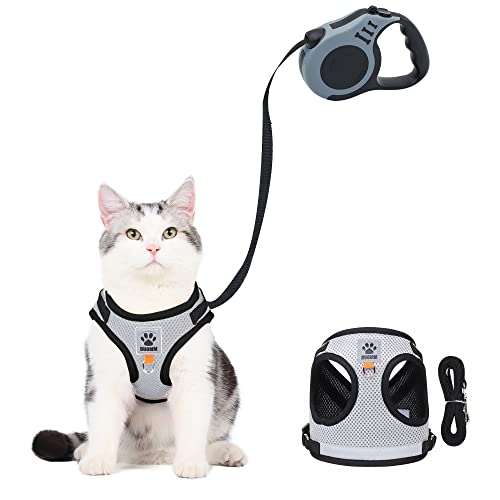Katzen Geschirr Set mit Leine,Automatischem Katzengeschirr für Kleine Hunde mit 5 m/16,4 Fuß,Katzenleine Verstellbares,Ausbruchsicheres Katzengeschirr Ausbruchsicher (M) Katzen Geschirr Set mit Leine,Automatischem Katzengeschirr für Kleine Hunde mit 5 m/16,4 Fuß,Katzenleine Verstellbares,Ausbruchsicheres Katzengeschirr Ausbruchsicher (M) von Aedcbaide