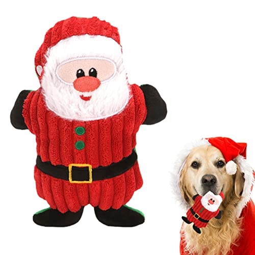 Aelevate Hund Weihnachten quietschendes Plüschtier,Puppy Interactive Toy Gefüllte Kauspielzeuge mit Weihnachtsmann-Muster | Weicher Plüsch-Weihnachtsmann-Kauer für die Zahnreinigung von Hunden von Aelevate