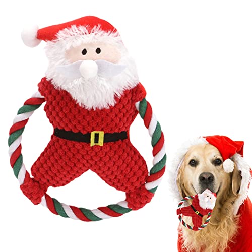 Aelevate Hund Weihnachten quietschendes Plüschtier - Niedliche Weihnachtsmann-Plüschtiere mit geräuscherzeugenden Geräten | Gesundes Kauspielzeug für Haustiere für drinnen und draußen von Aelevate