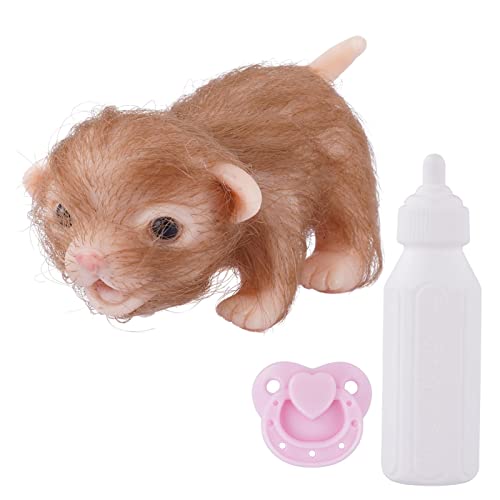 Aelevate Weiche Silikon, 10 cm, Silikon-Kätzchen, realistisches Ganzkörper-Silikon, elastisches, weiches Haar-Kätzchen, Jungtier-Spielzeug mit Flaschenschnuller von Aelevate