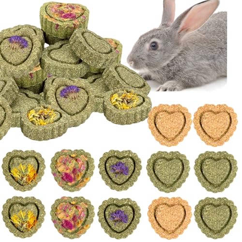 Kaninchen Spielzeug, 17 Stück Hamster Spielzeug, Timothy Heu Sticks Karotten Rosengraskuchen Zahnpflege Molar, Meerschweinchen für Hamster, Chinchilla, Kaninchen-Kauspielzeug von Aelmiyw