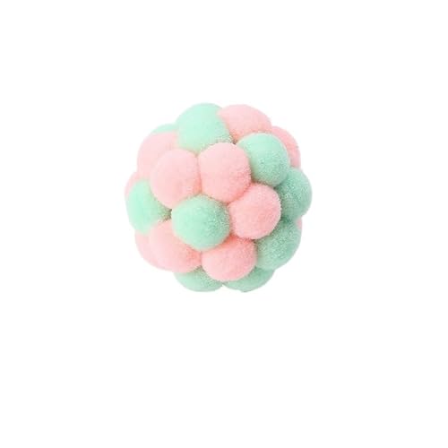 1 Stück bunter handgefertigter Hüpfball DIY Regenbogen Plüschball Katzenspielzeug Kätzchen Welpen interaktives Kauspielzeug Haustierzubehör(04) von Aerensic
