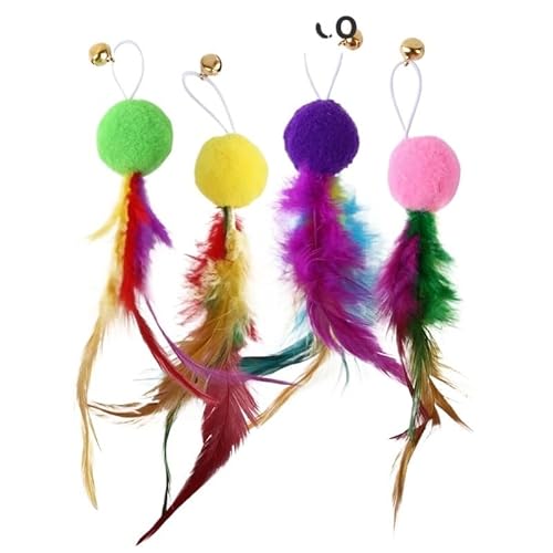 Aerensic 1/2/4 Stück Interaktives Katzenspielzeug mit Glocke, bunter Katzenstab, Ersatzteil, Spielzeug, lustige Unterhaltung, Katzenspielzeug, zufällige Farbe(4Pcs) von Aerensic