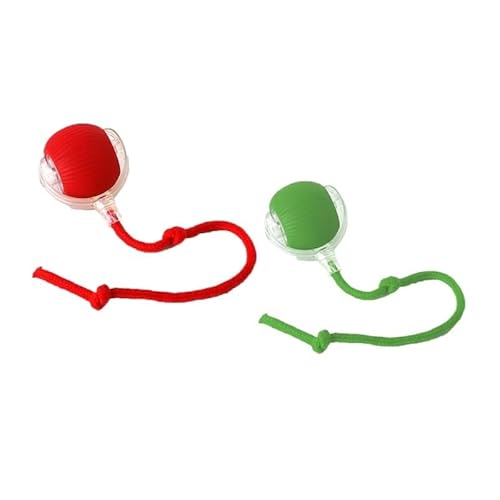 Aerensic 1/2PCS Smart Katzenspielzeug Automatischer Rollball Gefälschter Schwanz Elektrisches Haustier Interaktives Spielzeug Hund Katzentraining Imitate Maus(Red A and Green A,6) von Aerensic