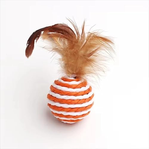 Aerensic 2 stücke Katzenspielzeug Haustier Rattan Ball Katzenspielzeug Lustige Faux Feder Katze Glocke Ball Kätzchen Spielen Interaktive Ball Spielzeug Haustier liefert(1pc Random) von Aerensic